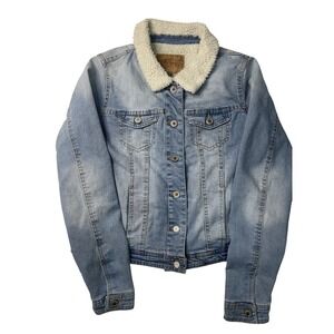 Women's BBJ Jean jacket Fleece Lined Size Small Button Down Collard